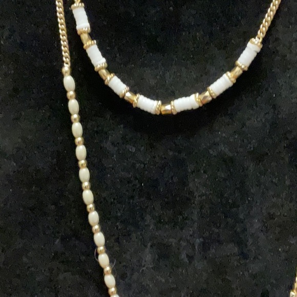 Stella and Dot Gold and White Beaded Necklace - Picture 2 of 5